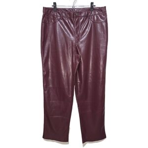 JOIE Burgundy Faux Leather High Waist Straight Leg Pants Size 16